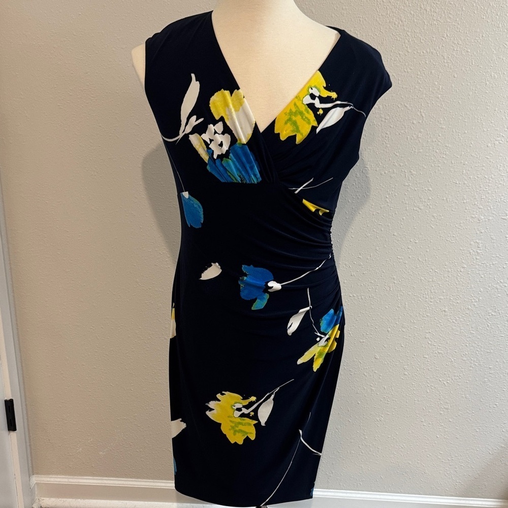 Lauren Ralph Lauren Black and Yellow Floral Midi Dress